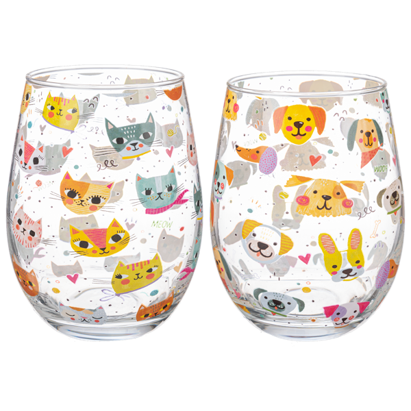 Dog or Cat stemless wine glass