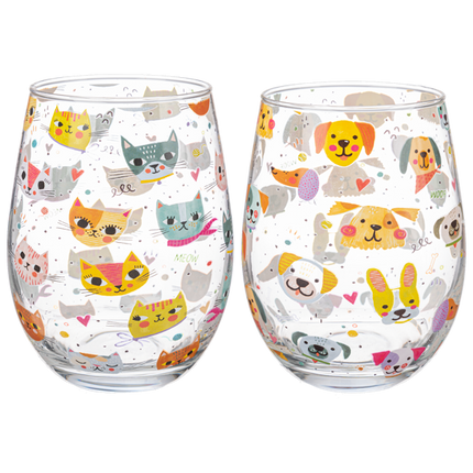 Dog or Cat stemless wine glass
