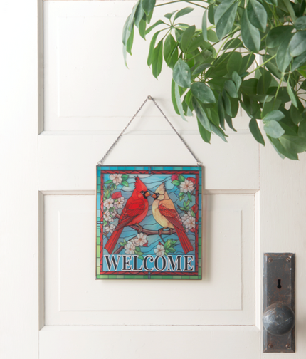 Stained Glass Cardinal Suncatcher - Welcome