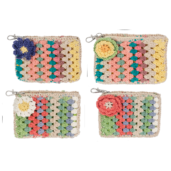 Crochet Granny Square Flower Coin Purse