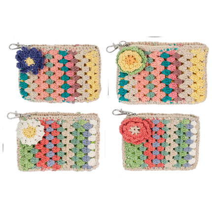 Crochet Granny Square Flower Coin Purse