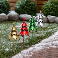 Metal Christmas Tree Garden Stake