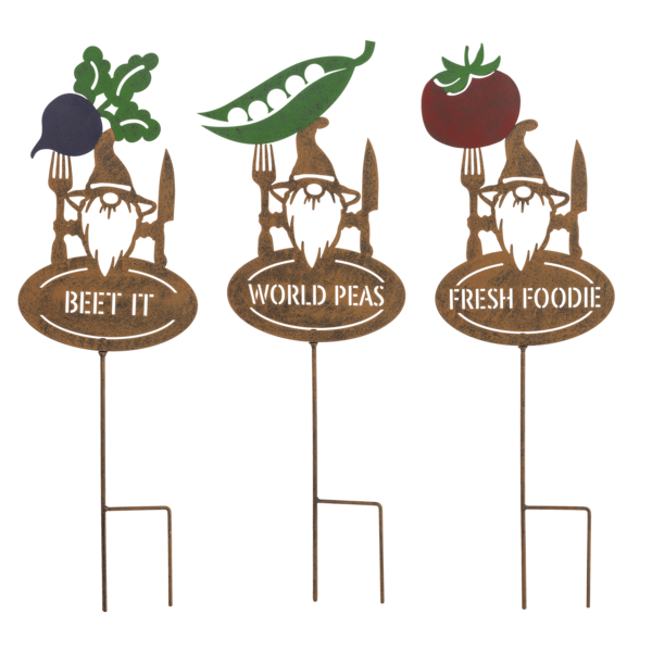 Gnome Veggies Garden Stakes