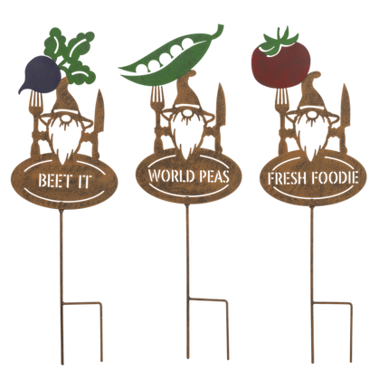 Gnome Veggies Garden Stakes
