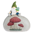 Gnome on Mushroom Garden Rock Figurine