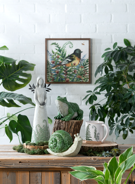 Botanical Angel w/Bird Figurine