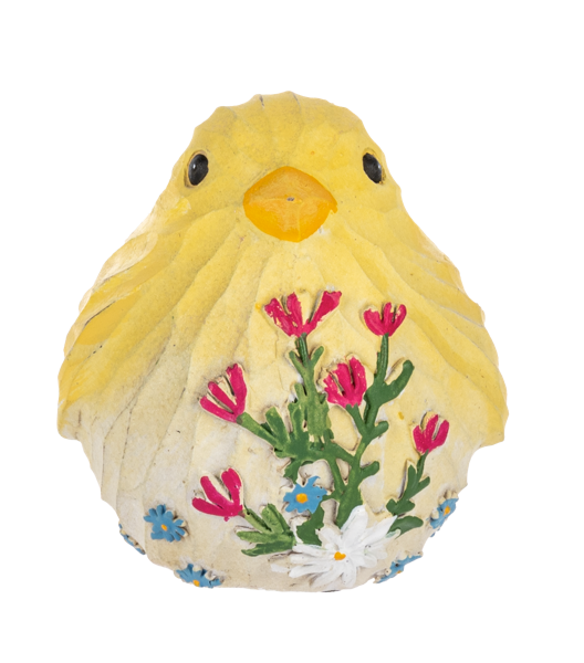 Carved Botanical Bird Figurine