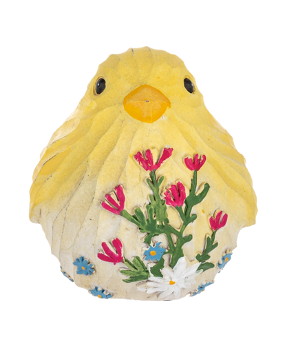 Carved Botanical Bird Figurine