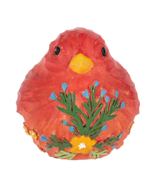 Carved Botanical Bird Figurine