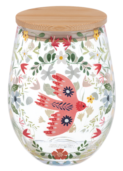 Stemless Wine glass with wooden cover
