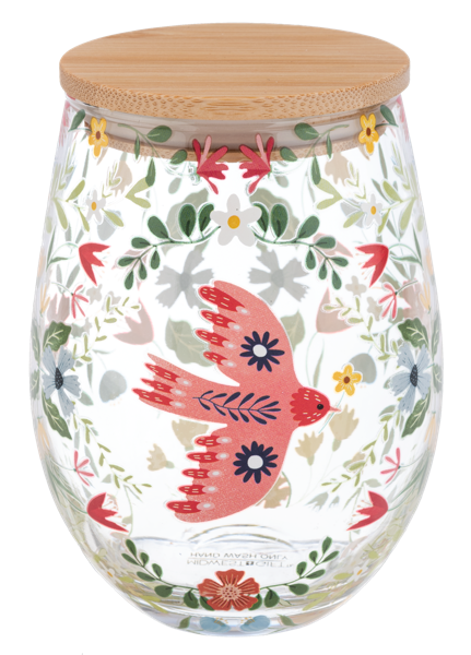 Stemless Wine glass with wooden cover