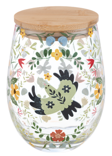 Stemless Wine glass with wooden cover