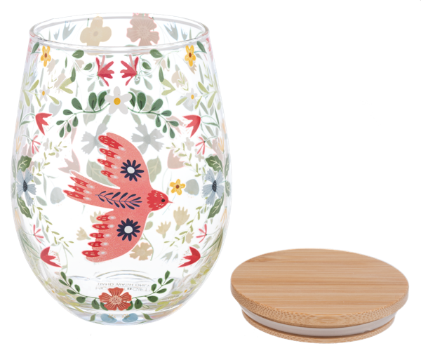 Stemless Wine glass with wooden cover