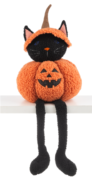 Plush Pumpkin Cat Shelf Sitter