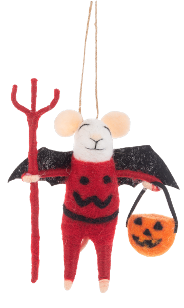Handcrafted Trick or Treat Halloween Mouse Ornamen