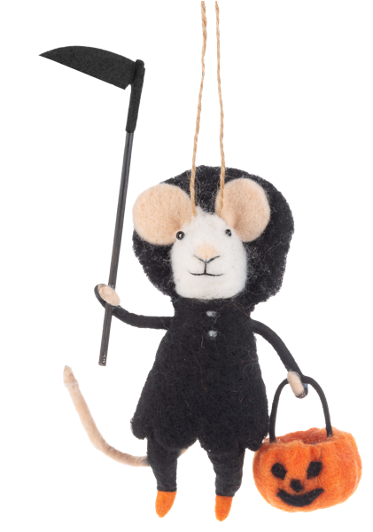 Handcrafted Trick or Treat Halloween Mouse Ornamen