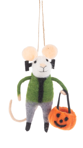 Handcrafted Trick or Treat Halloween Mouse Ornamen