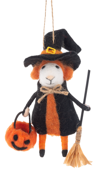 Handcrafted Trick or Treat Halloween Mouse Ornamen
