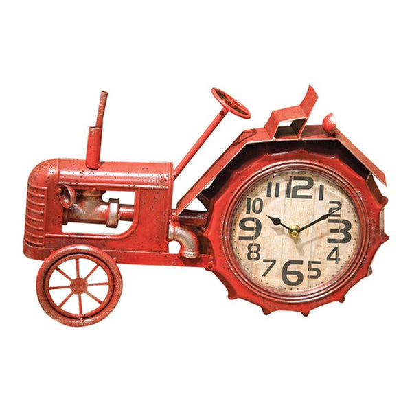 Red Tractor Table Clock