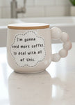 Ceramic Humor Thought Bubble Mugs with Bamboo Lid/coaster