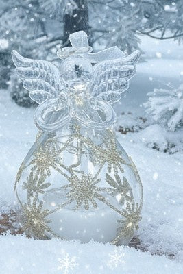 LED Glass and Gold Angel Ornament