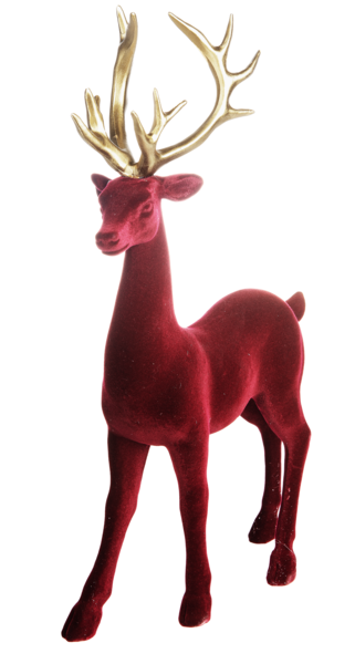 Velvet Standing Reindeer Figurine