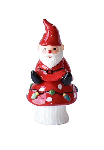 Santa Gnome w/Mushroom Salt & Pepper Shaker Set