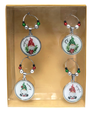 Gnome Wine Marker Boxed Set - Wishes, Merry, Joy, & Bright (4 pc. set)