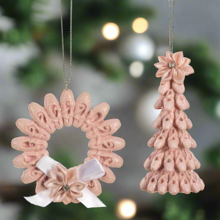 Holiday Ballet Shoe Tree & Wreath Ornaments