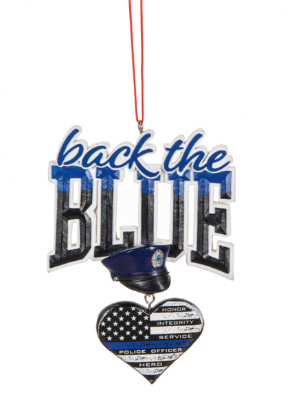 Police Officer Hat Ornament - Back The Blue