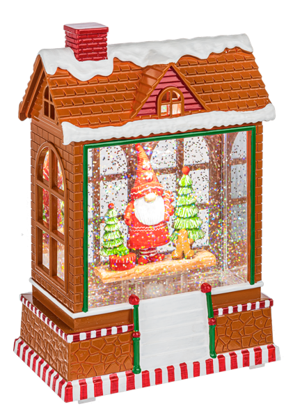 LED Light Up Shimmer Gnome Gingerbread Scene Figurine