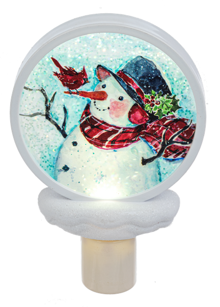 Watercolor Snowman Shimmer Disk LED Night Light