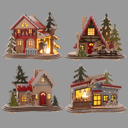 LED Light Up Village House Figurines