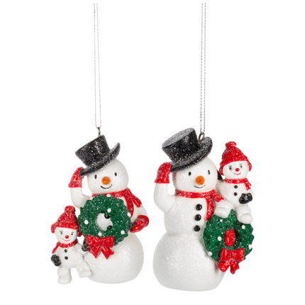 Snowmen w/Wreath Ornament