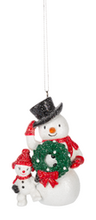 Snowmen w/Wreath Ornament