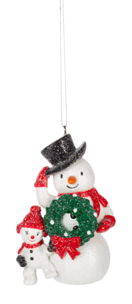 Snowmen w/Wreath Ornament