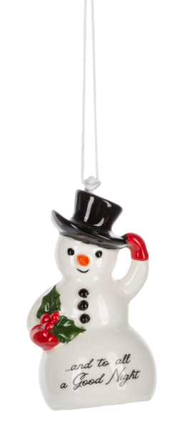 Ceramic Vintage look snowman bell ornaments