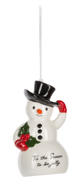 Ceramic Vintage look snowman bell ornaments