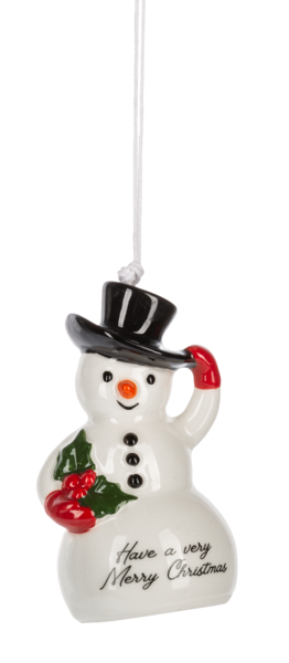 Ceramic Vintage look snowman bell ornaments