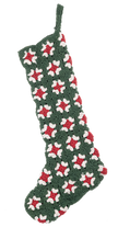 Knit Granny Square Red & Green Christmas Stockings
