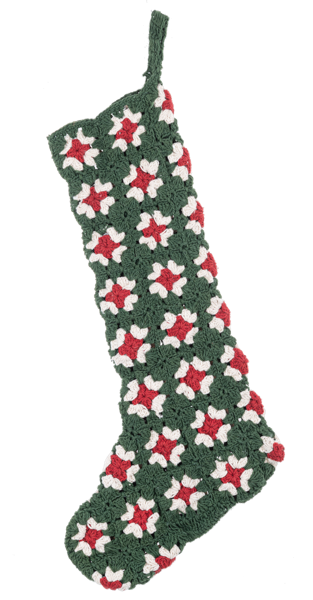 Knit Granny Square Red & Green Christmas Stockings