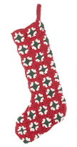 Knit Granny Square Red & Green Christmas Stockings