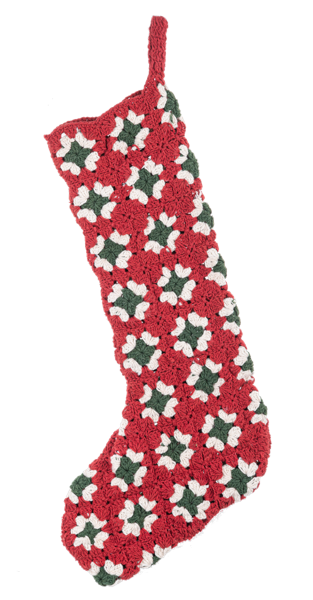 Knit Granny Square Red & Green Christmas Stockings