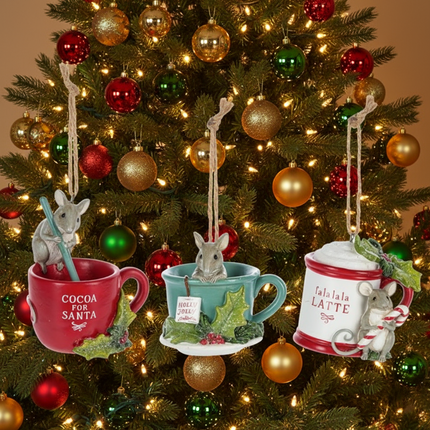 Mouse in mug ornament