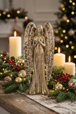 Destressed Metal Praying Angel Firgurine