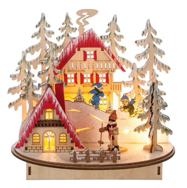 LED Light Up Laser-Cut Winter Fun Scene