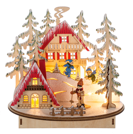 LED Light Up Laser-Cut Winter Fun Scene