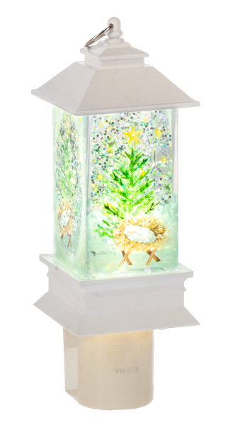 Watercolor Baby Jesus in Manger Shimmer LED Night Light