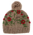 Embroidered Beanie Hat w/Pom-Pom