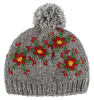 Embroidered Beanie Hat w/Pom-Pom